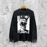 Purple Brand Distressed Long Sleeve Shirt Fashion Distressed Loose Long-sleeved Top