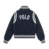 Ralph Lauren Coat RL Ralph Lauren Pony Embroidered Splicing Leather Baseball Jacket Wool Jacket