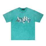 Amiri washed t-shirt letter dragon printing short sleeves