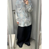 Unisex Shirts Floral Print Oversized Satin Shirt
