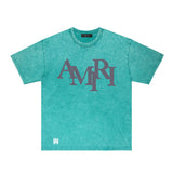 Amiri washed t-shirt all gray letterprinting short sleeves
