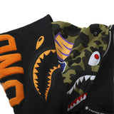 Bathing Ape Hoodie Camouflage Shark Double Hat Jacket Men's Autumn and Winter Cardigan Zipper Embroidered Hooded Sweater