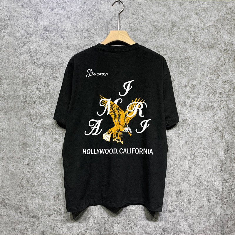 Amiri t shirts hollywood eagle printing short sleeve