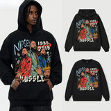 Vintage Hoodie American Vintage Print Solid Color Hooded Crew Neck Sweater