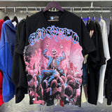 Godspeed T Shirts Skeletons Crowd Printed Cotton Casual Short Sleeves Men and Women