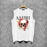 Amiri tank top flower skull printing