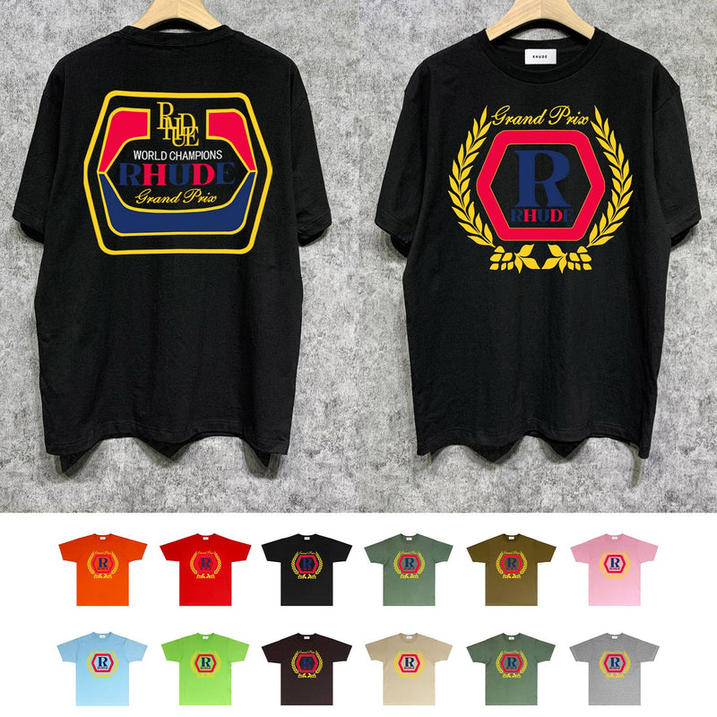 Rhude T Shirts Printed Trendy Pure Cotton