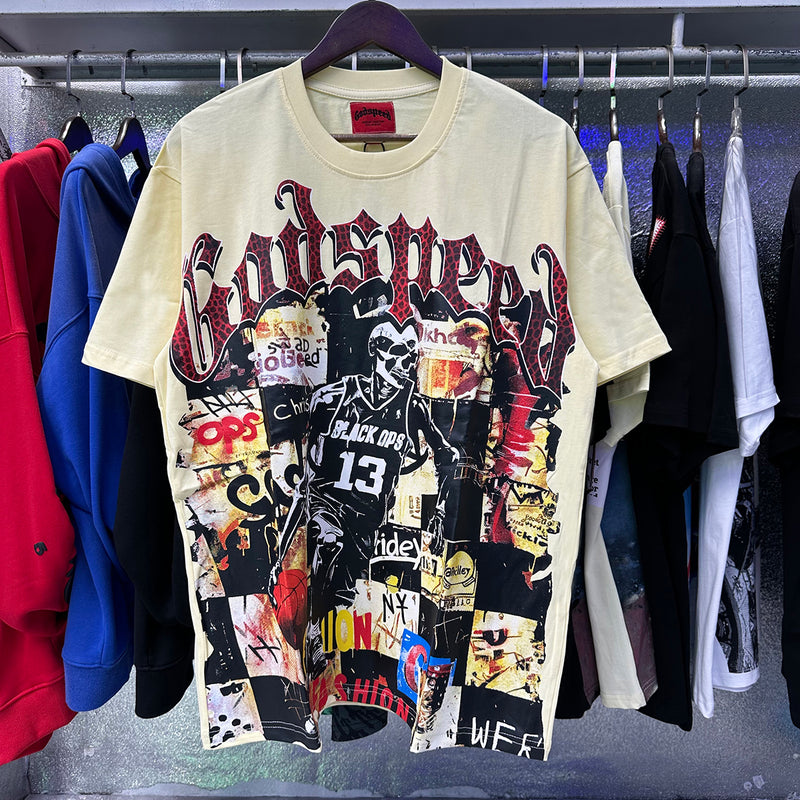 Godspeed T Shirts Basketball No. 13 Athlete Printed Cotton Crew Neck Short Sleeve Men and Women
