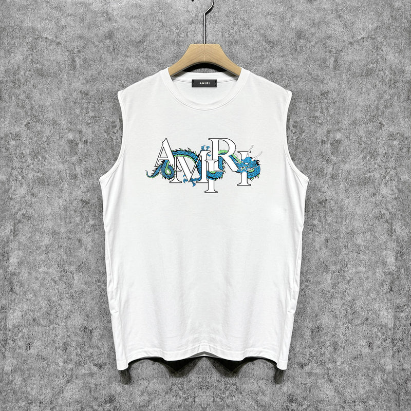Amiri tank top overlapping letter dragon print