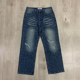 Valeforever Vale Jeans Hotfix rhinestones Ripped Denim