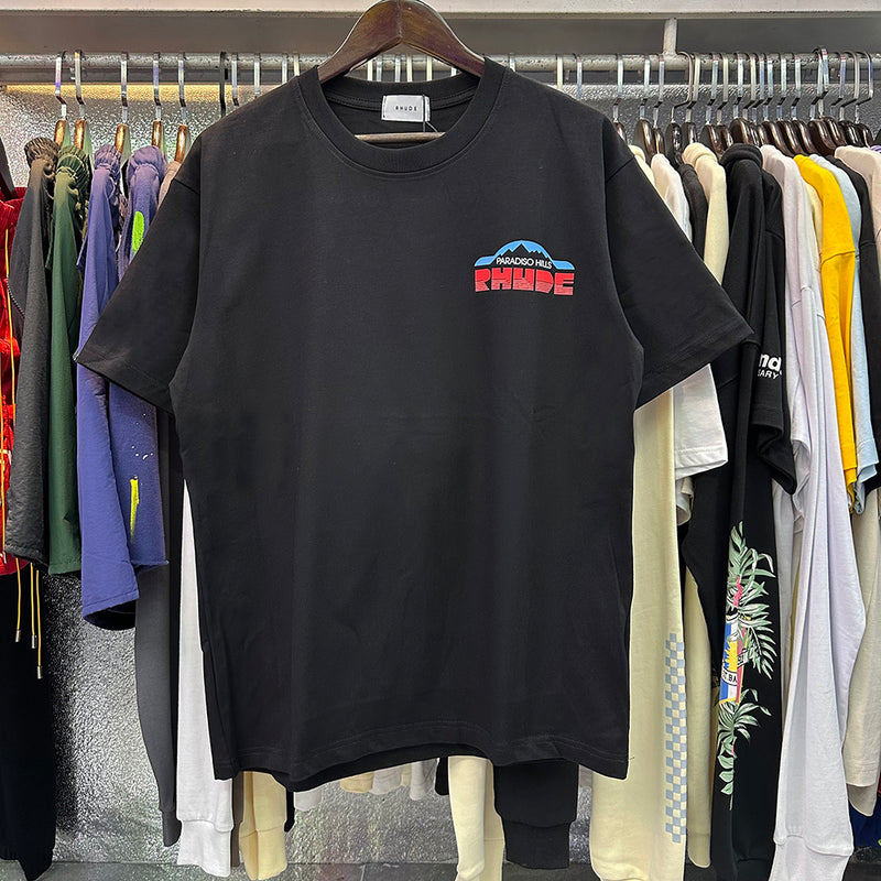 Rhude T Shirts Paradiso Rally Racing Short Sleeves Men and Women
