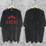 Amiri washed t-shirt red five-pointed star printing short sleeves
