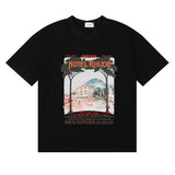 Rhude T Shirts Varenna Town Printed Cotton Casual Short Sleeves Men and Women
