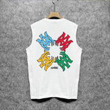 Amiri tank top color block simple logo set printing