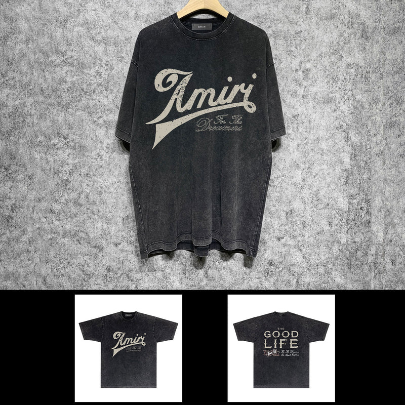 Amiri washed t-shirt distressed letter short sleeves