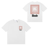 Rhude T Shirts Chevron Red Printed Cotton Casual Short Sleeve Men and Women