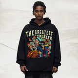 Vintage Hoodie Flame Skull Vintage Hooded Crew Neck Sweater Loose