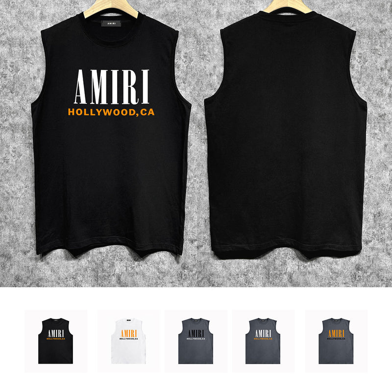 Amiri tank top bone sleeve printing