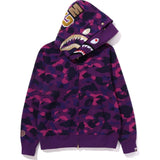 Bathing Ape Hoodie Gold Shark Head Double Hat Camouflage Sweater Men's Autumn and Winter Cardigan Zipper Jacket