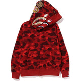 Bathing Ape Hoodie Gold Shark Head Double Hat Camouflage Sweater Men's Autumn and Winter Cardigan Zipper Jacket