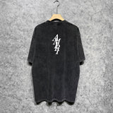 Amiri washed t-shirt vertical letterprinting short sleeves