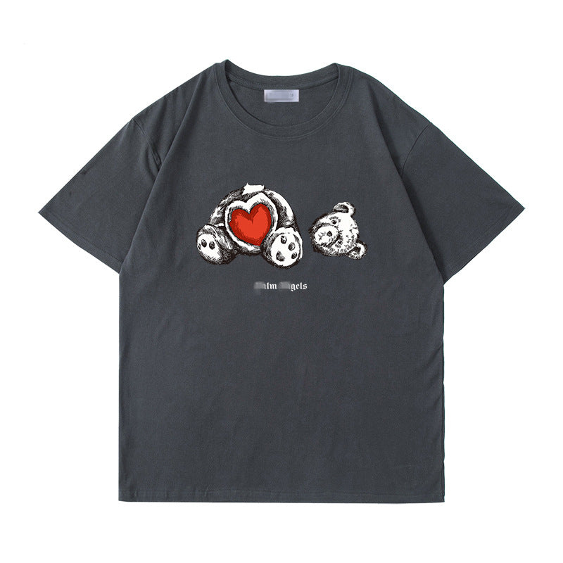 Palm Angels T Shirts Palm Angels Love Teddy Bear Printed Short Sleeve T-shirt