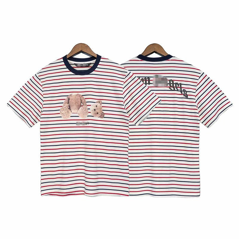 Palm Angels T Shirts Letter Stripes Short Sleeve T-shirt Male Half Sleeve