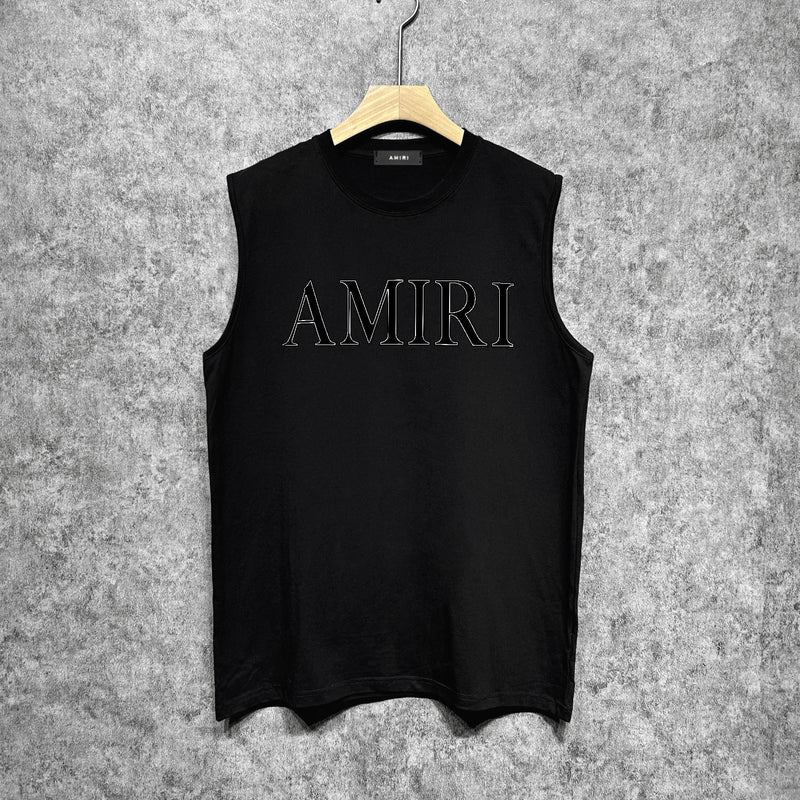 Amiri tank top white stripes simple letterprinting