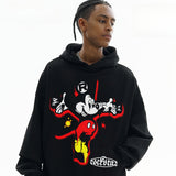Vintage Hoodie American Vintage Print Crew Neck Hooded Sweater Loose