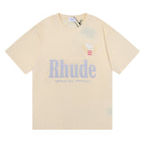 Rhude T Shirt Eagle Print Hip Hop Men's and Women's Same Loose Casual