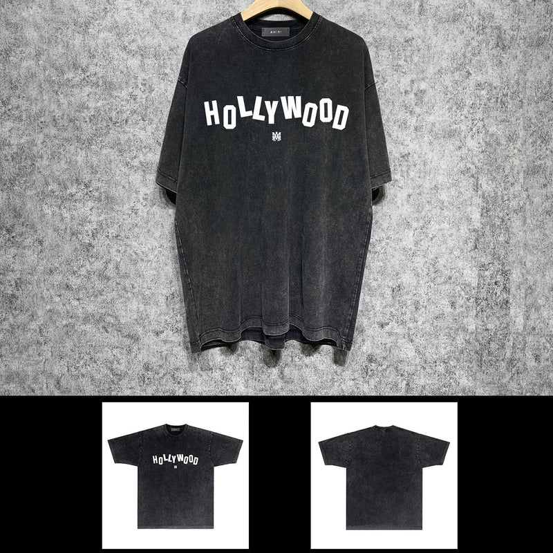 Amiri washed t-shirt hollywood letterprinting short sleeves