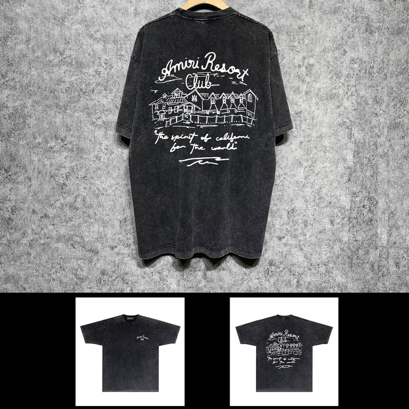 Amiri washed t-shirt sketch country short sleeve