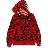 Bathing Ape Hoodie Gold Shark Head Double Hat Camouflage Sweater Men's Autumn and Winter Cardigan Zipper Jacket