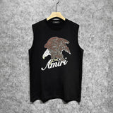 Amiri tank top brown flying eagle print