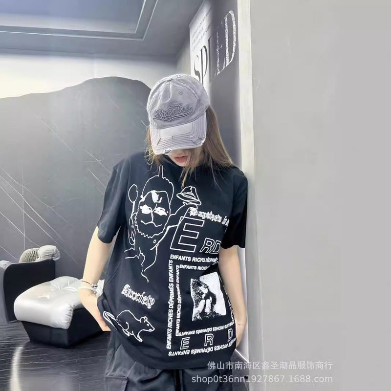 ERD T Shirts Summer Comic Print Short Sleeve