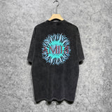 Amiri washed t-shirt colorful sun printing short sleeves