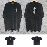 Amiri washed t-shirt vertical letterprinting short sleeves