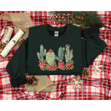 Cute Cotton Christmas Cactus Tape Lights Sweatshirt
