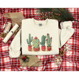 Cute Cotton Christmas Cactus Tape Lights Sweatshirt