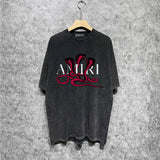 Amiri washed t-shirt new font cobra printing short sleeve