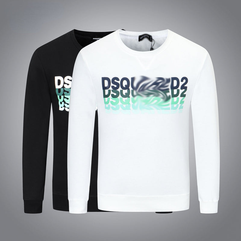Dsq2 Hoodie DSQ Lian D2 Blue and Green Inverted Letter Print Sweatshirt Trendy Men's Autumn and Winter
