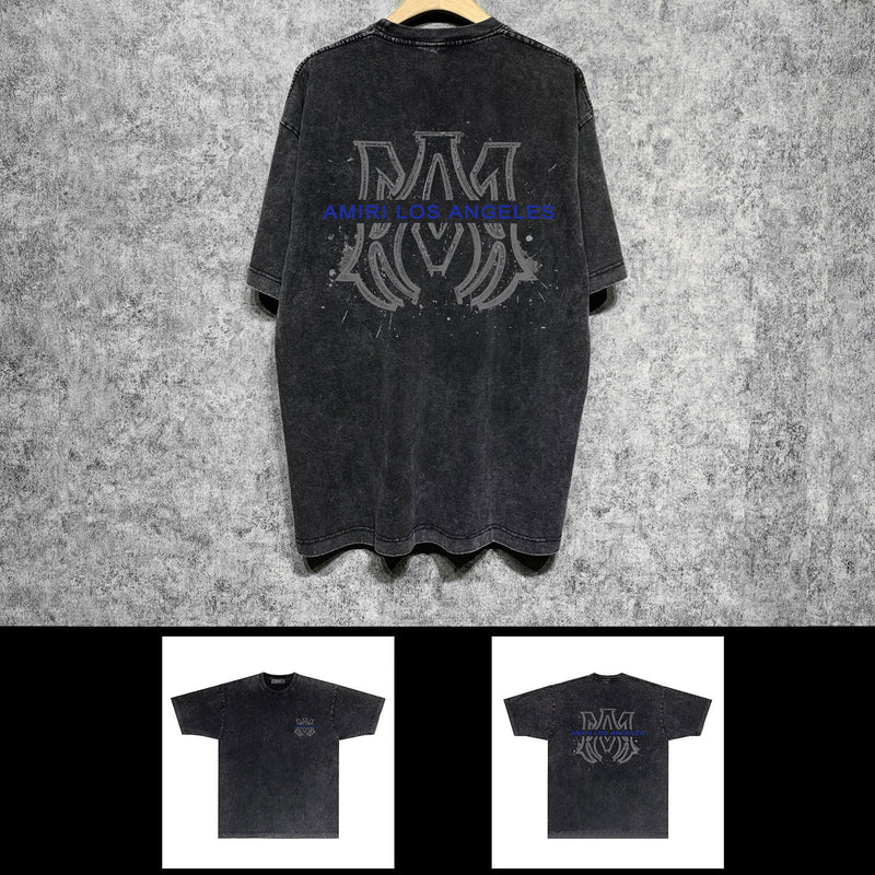 Amiri washed t-shirt splash ink large simple label short sleeves