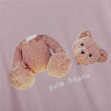 Palm Angels T Shirts Broken Bear Printed round Neck Short Sleeve T-shirt