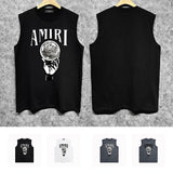 Amiri tank top hand held planet printing