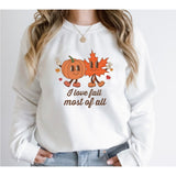 Colored I Love Fall Most of All Sweatshirt Vintage Women