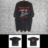 Amiri washed t-shirt bull printing short sleeve