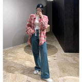 Unisex Shirts Vintage Wash Plaid Shirts