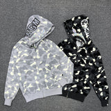 Bape Hoodie Zip-Up Cardigan Iridescent Glow Hoodie