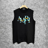 Amiri tank top gradient overlapping letterprinting