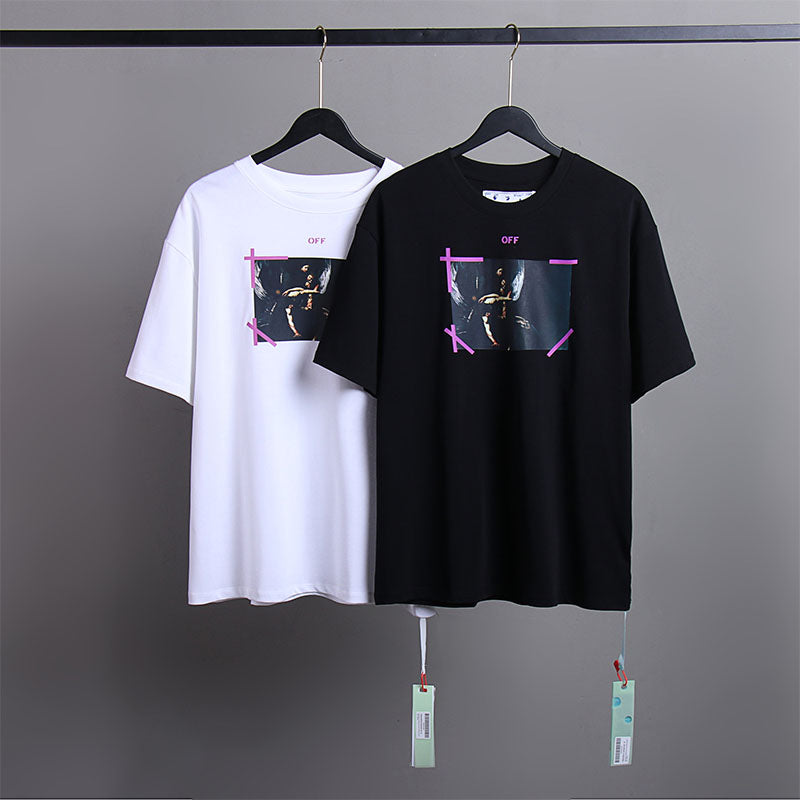Off White T Shirts Religious Angel Oil Painting Short Sleeves